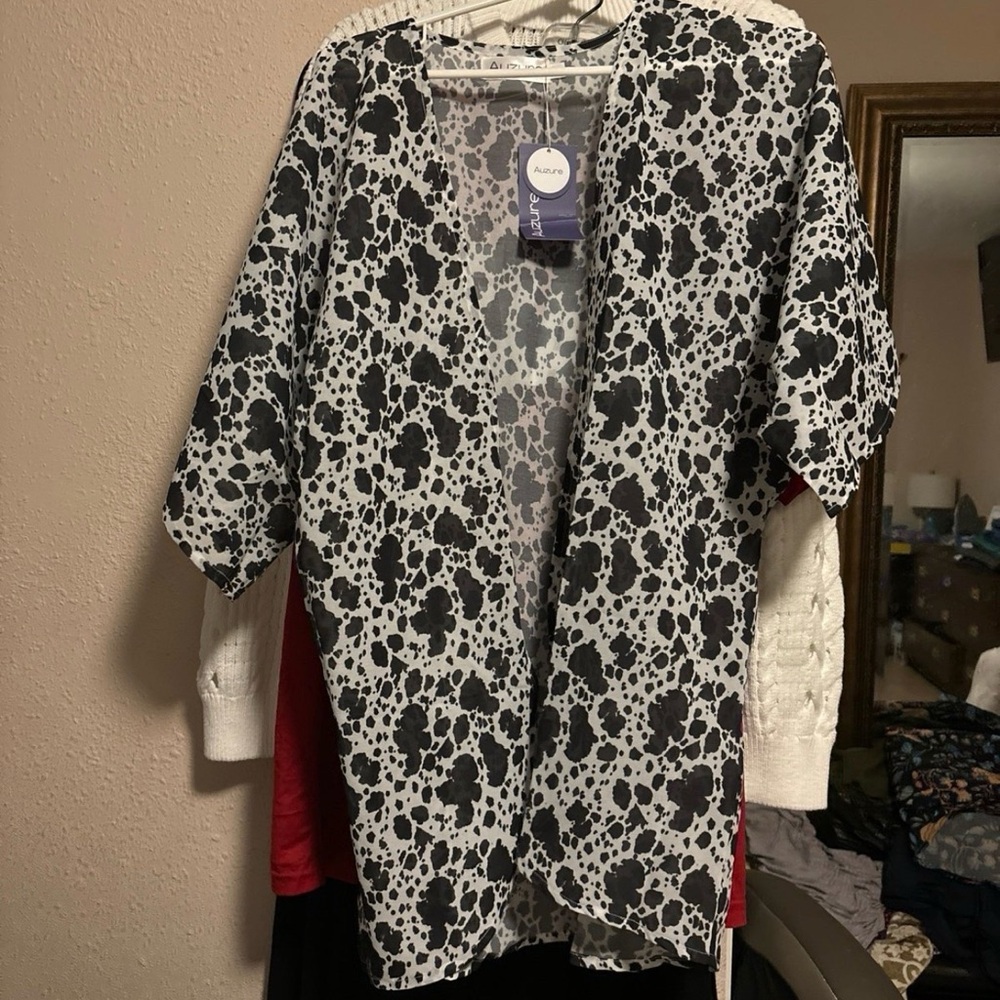 Avenue Black & White Splash Print Swim Coverup